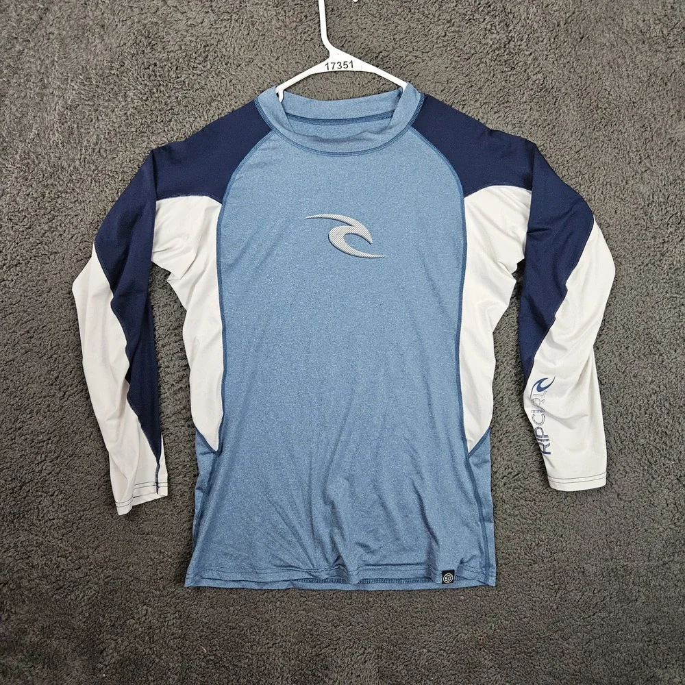 Rip Curl Rash Guard Kids XXL Blue Long Sleeve‎ Crew Neck Surf UV-Protective